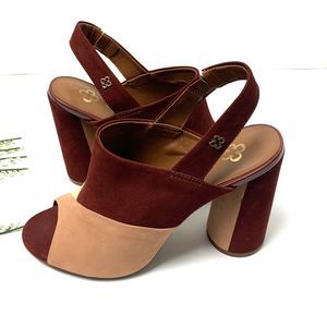 Capodarte Three  Tone Suede Peep Toe Heels